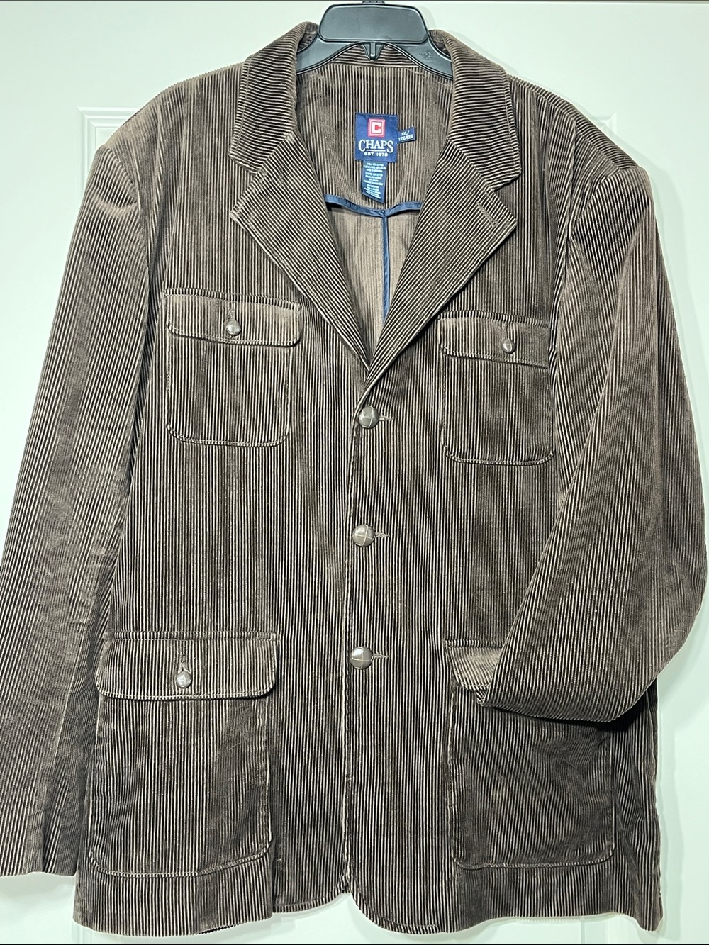 Chaps Brown Corduroy Chore Coat Jacket Men XXL Utility Barn Coat Overshirt Cotto